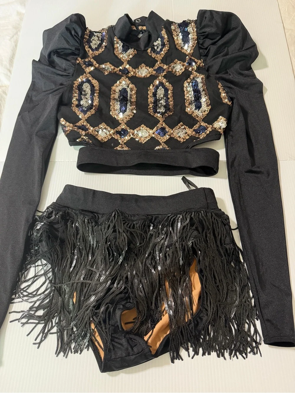 Revolution 10th House Dance Costume 2 piece black sequin BIONIC TH23116 adult SA